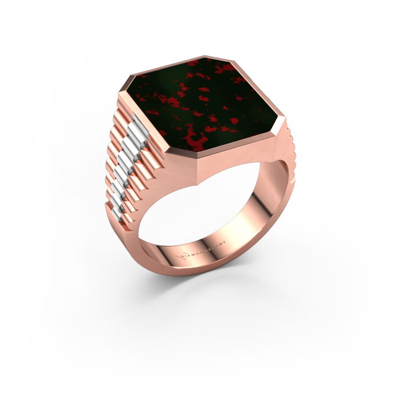 Signet ring Brent 4 585 rose gold bloodstone 16x13 mm