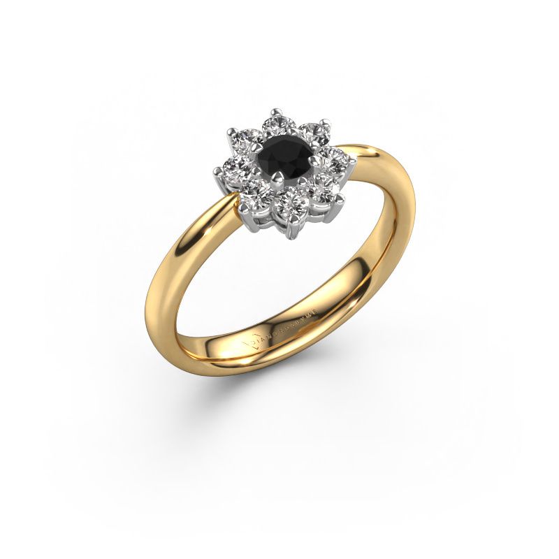 Engagement ring Camille 1 585 gold black diamond 0.18 crt