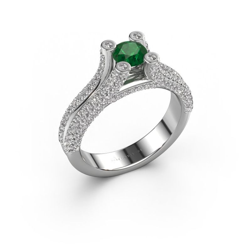 Engagement ring Stefanie 2 585 white gold emerald 5 mm