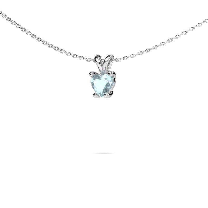 Image of Necklace Sam Heart 950 platinum aquamarine 5 mm