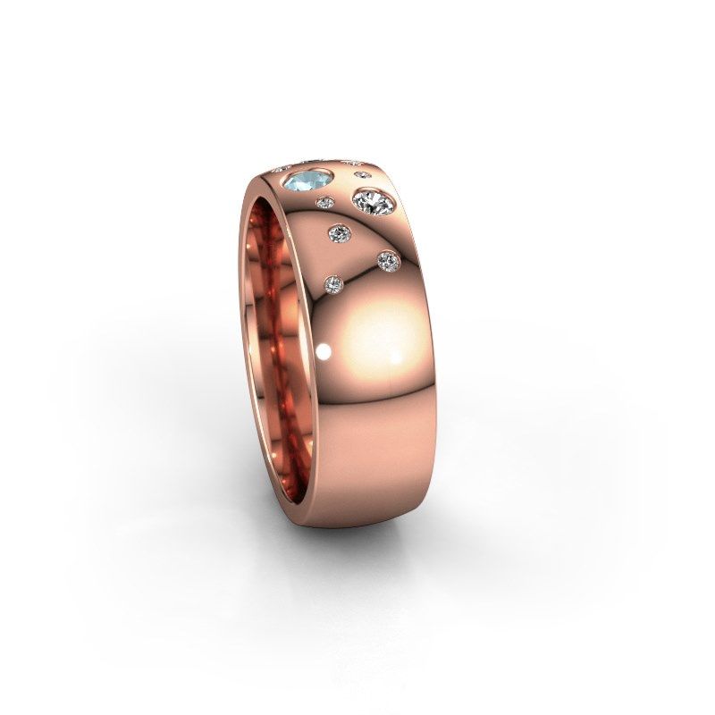 Afbeelding van Trouwring WH0141L26BP 585 rosé goud aquamarijn ±7x2 mm