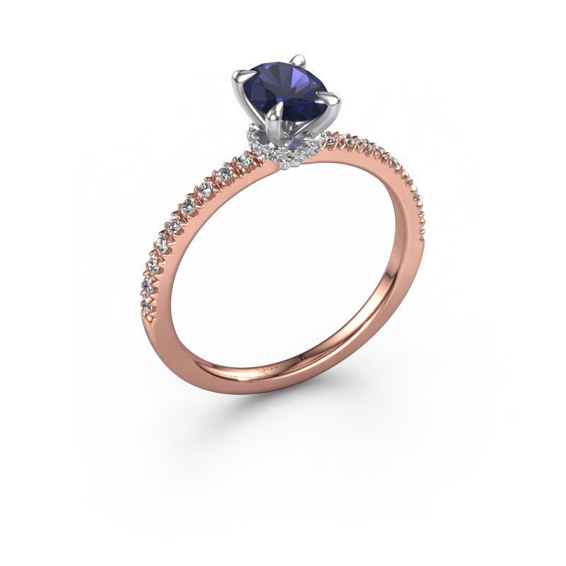 Verlovingsring Crystal OVL 4 585 rosé goud saffier 7x5 mm