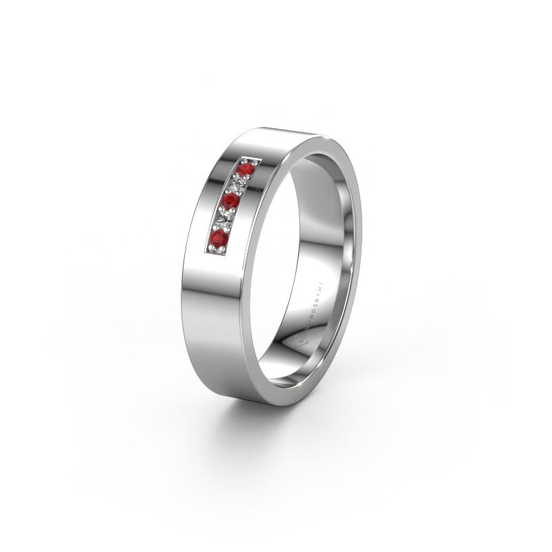 Wedding ring WH0111L15AP 950 platinum ruby ±5x1.7 mm