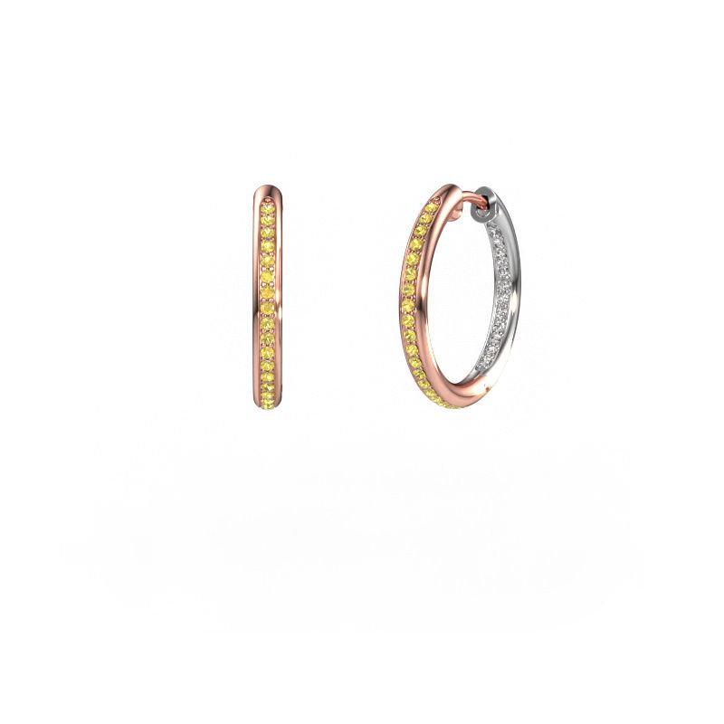Hoop earrings Sina 15mm 585 rose gold yellow sapphire 1.1 mm
