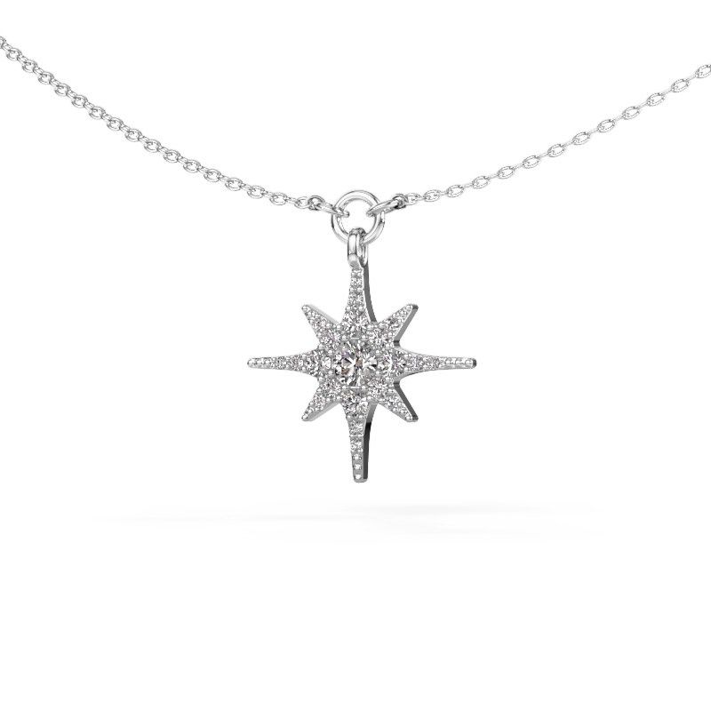 Halskette Star 585 Weißgold Zirkonia 3 mm