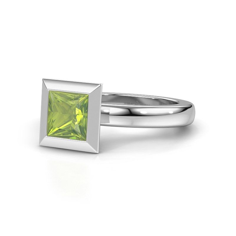 Image of Stacking ring Trudy Square 950 platinum peridot 6 mm