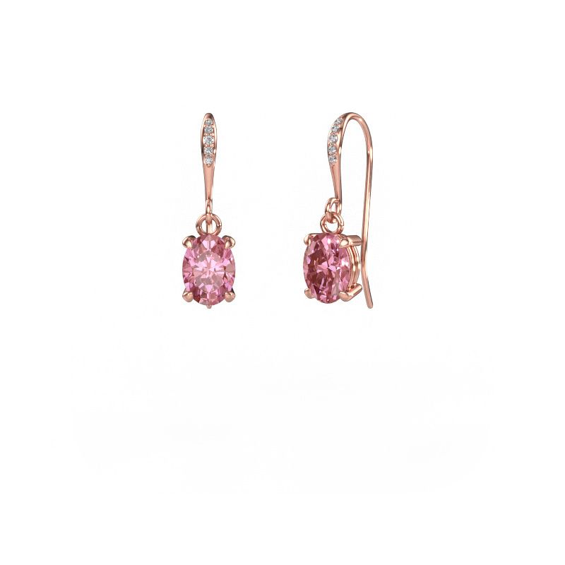 Pendants d'oreilles Laurie OVL 2 585 or rose diamant synthétique roze 7x5 mm