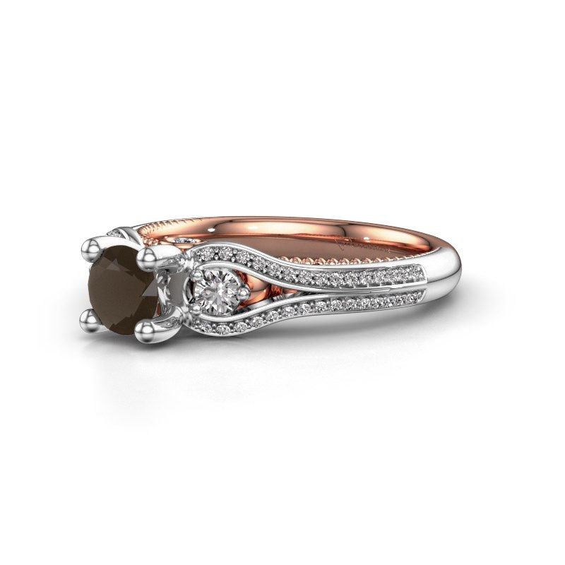 Afbeelding van Verlovingsring Nikita<br/>585 rosé goud<br/>Rookkwarts 5 mm