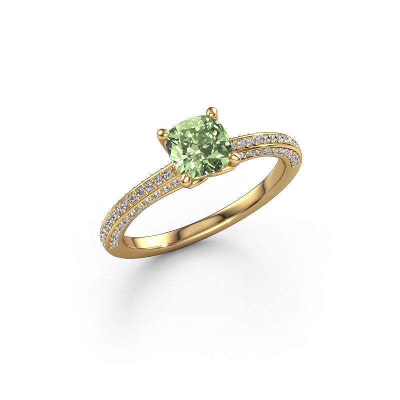 Engagement ring Elenore cus 585 gold green lab grown diamond 5.5 mm