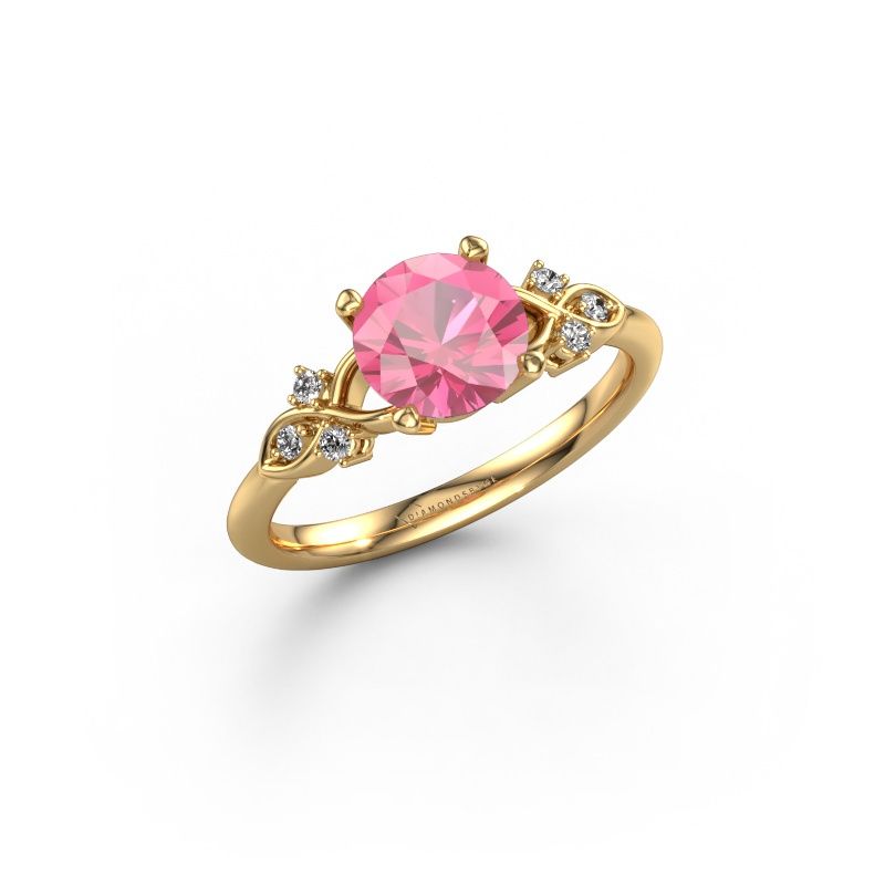 Engagement ring Azra RND 585 gold pink sapphire 7 mm