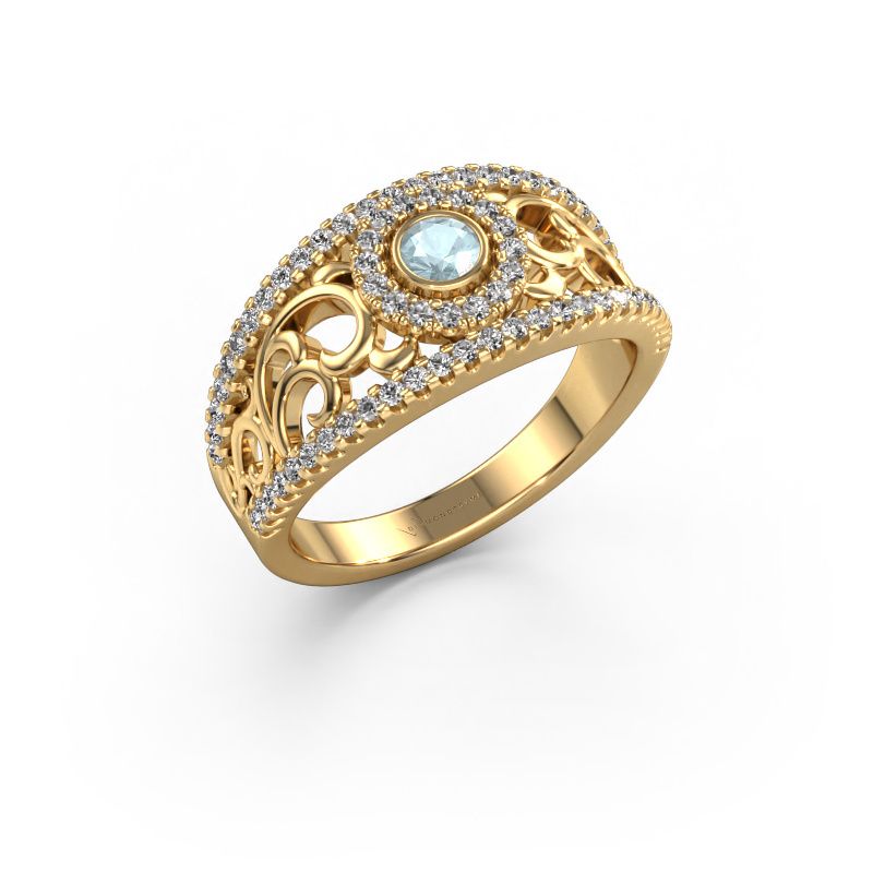 Ring Lavona 585 gold aquamarine 3.4 mm