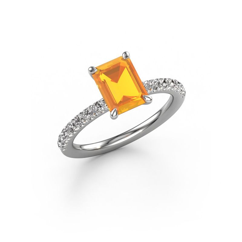 Engagement ring Crystal EME 2 950 platinum citrin 8x6 mm