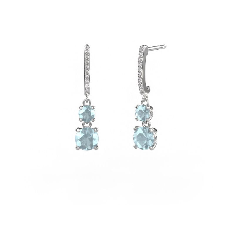 Drop earrings Tanja 2 950 platinum aquamarine 4.2 mm