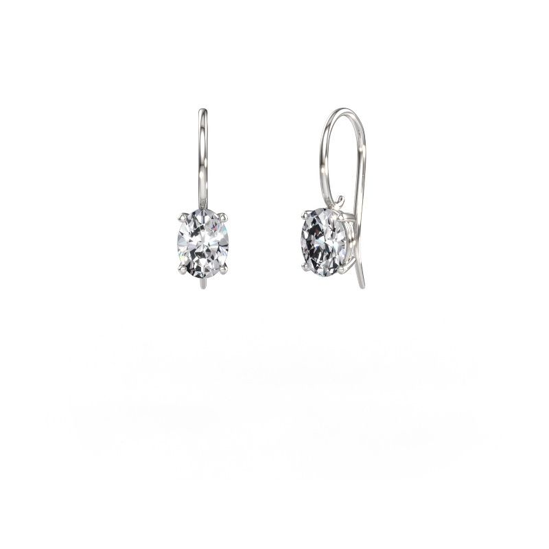 Drop earrings Cleo OVL 585 white gold diamond 1.60 crt
