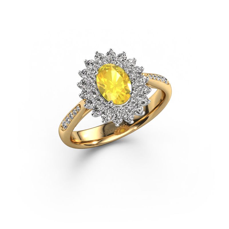 Bague de fiançailles Alina 2 585 or jaune saphir jaune 7x5 mm