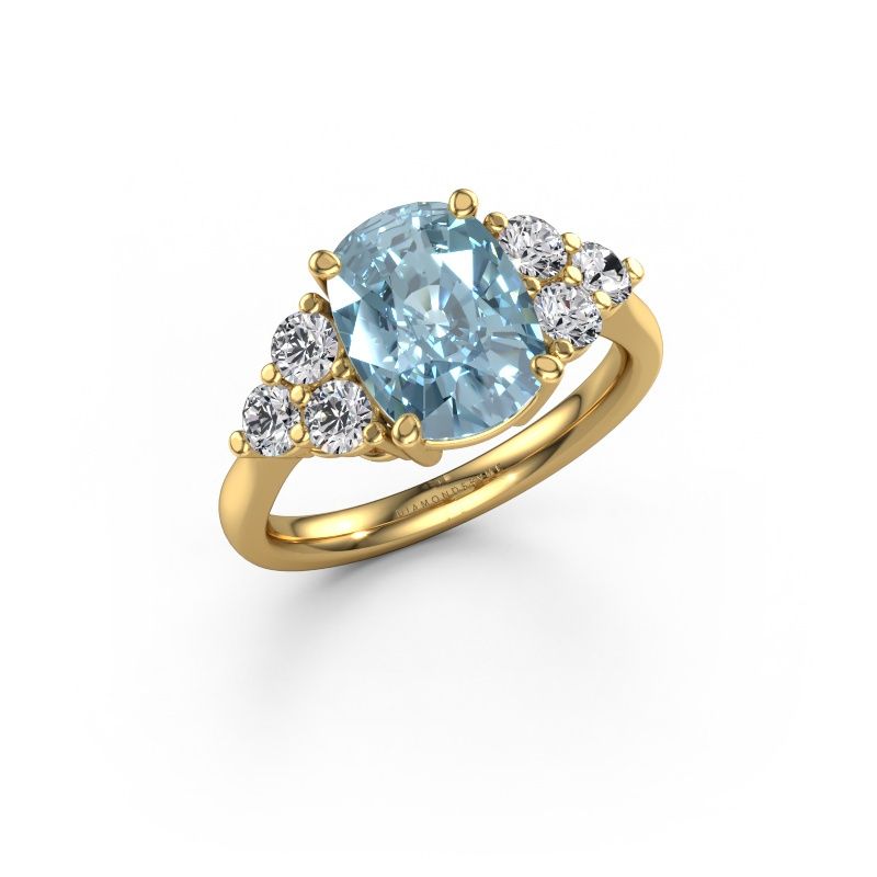 Engagement ring Serenity CSH 585 gold blue lab grown diamond 10.2x7.6 mm