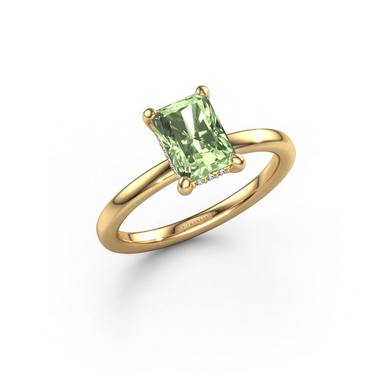 Engagement ring Simone RAD 2 585 gold green lab grown diamond 7.5x5.5 mm