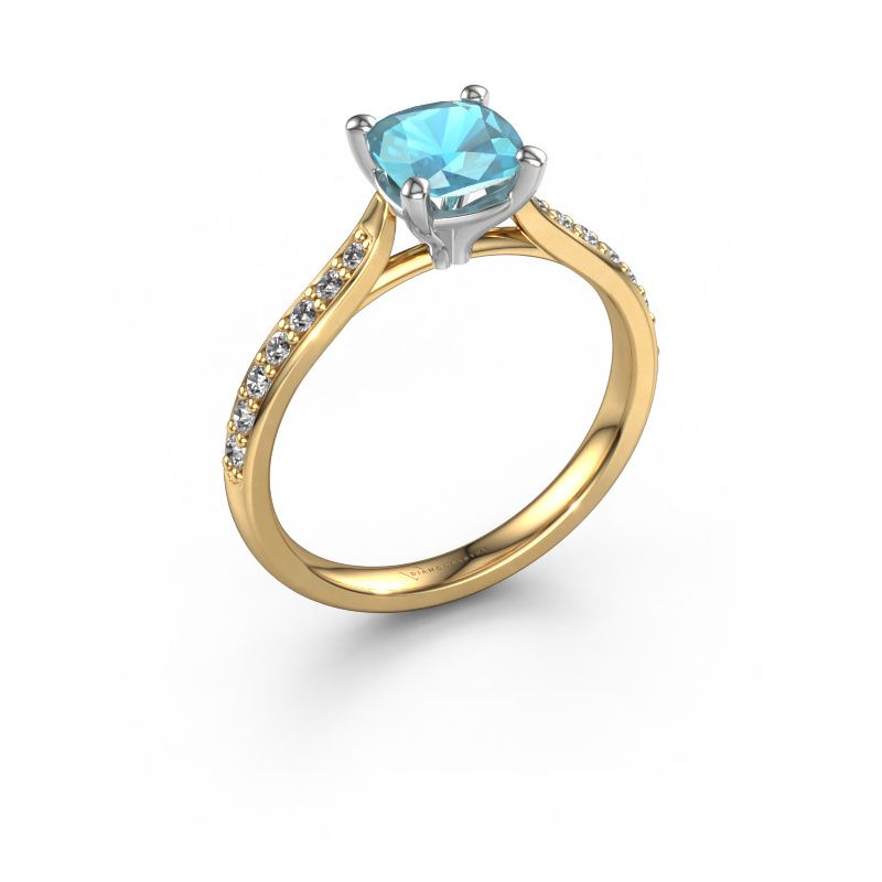 Bague de fiançailles Mignon CUS 2 585 or jaune topaze bleue 6 mm