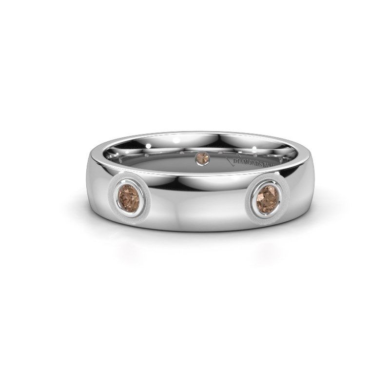 Image of Wedding ring WH0139L25BP<br/>585 white gold ±5x2 mm<br/>Brown diamond