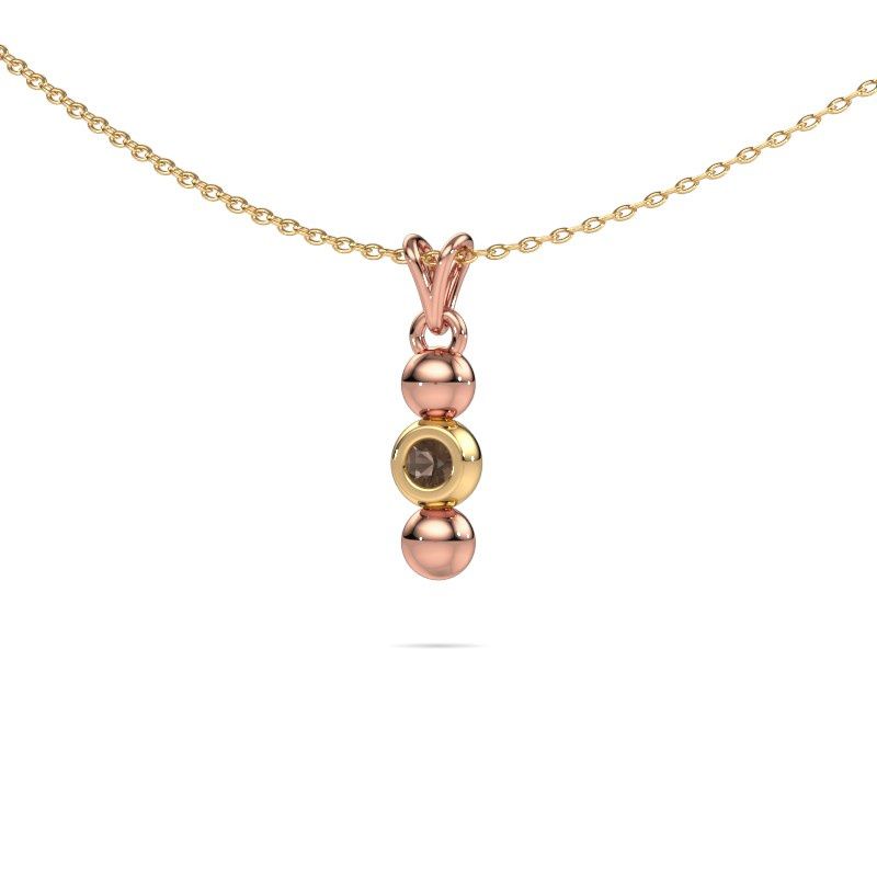 Image of Necklace Lily 585 rose gold smokey quartz 2 mm