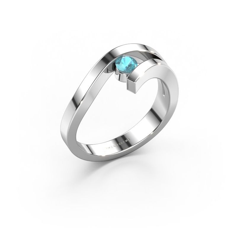 Ring Evalyn 1 585 white gold blue topaz 3.7 mm
