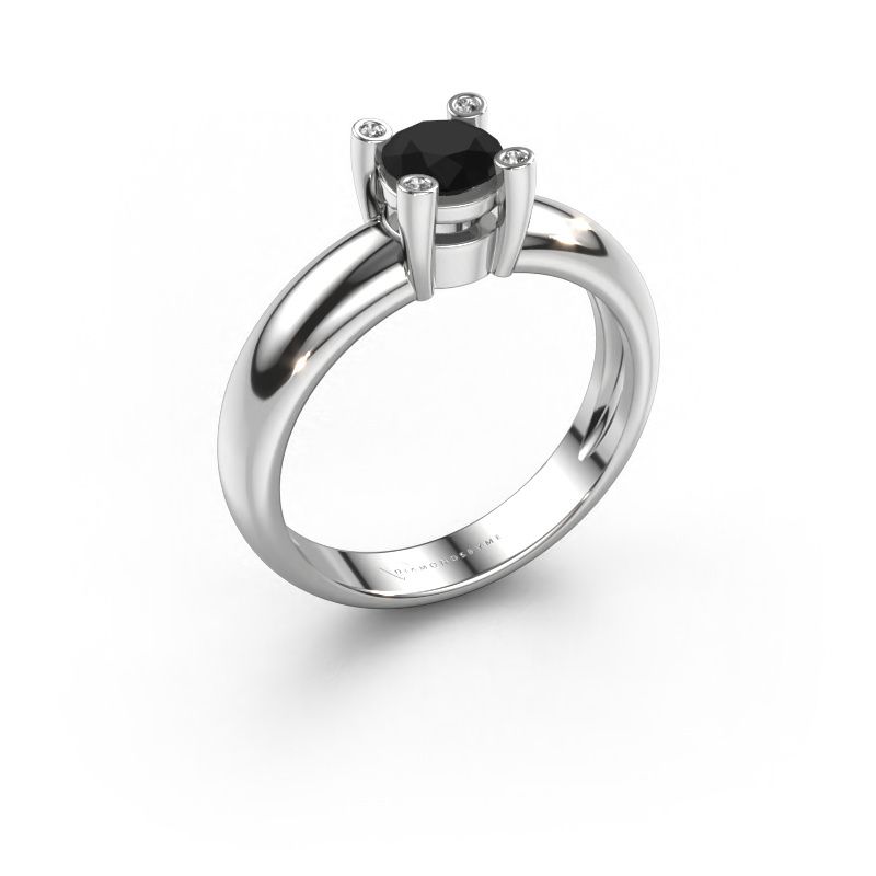 Ring Fleur 950 platinum black diamond 0.50 crt