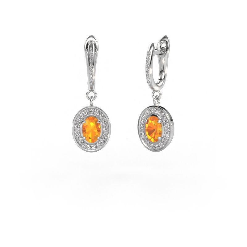 Drop earrings Layne 2 950 platinum citrin 7x5 mm