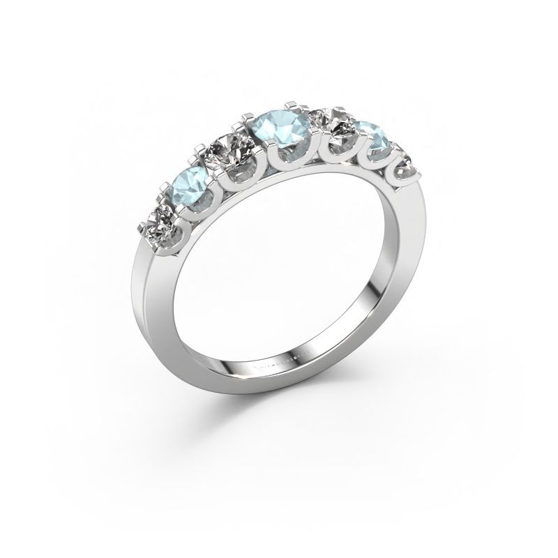 Ring Selina 3 950 platina aquamarijn 3.7 mm