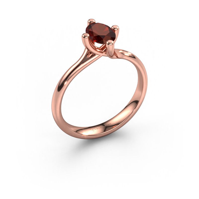 Verlovingsring Dewi Oval 585 rosé goud granaat 7x5 mm