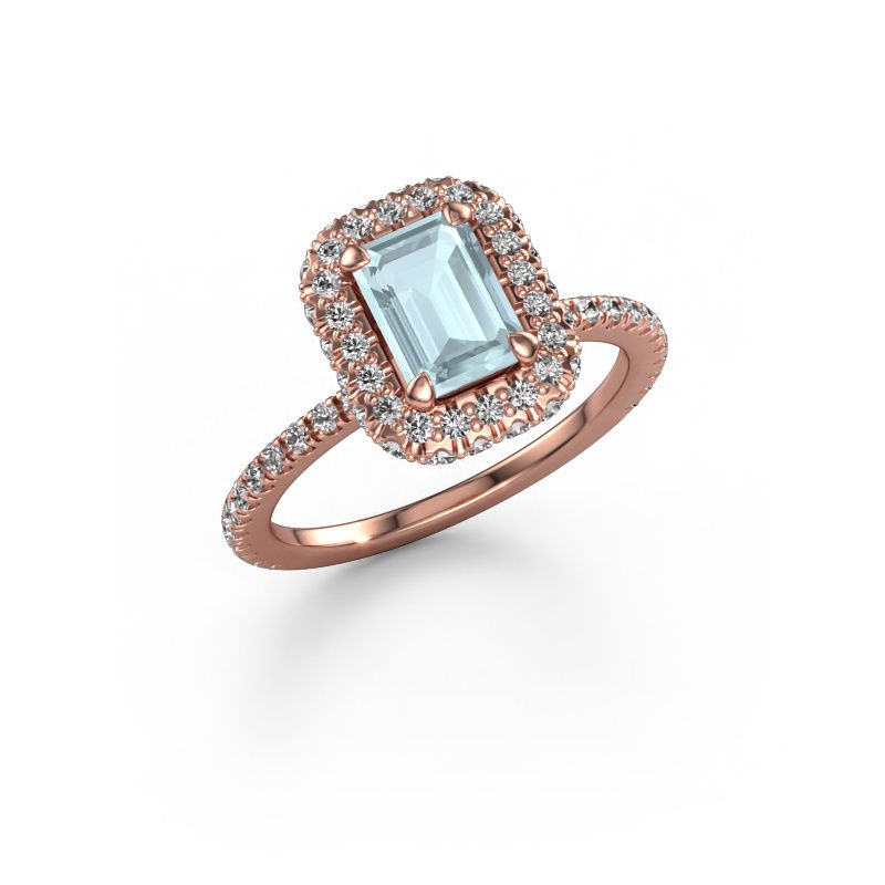 Verlobungsring Talitha EME 585 Roségold Aquamarin 7x5 mm