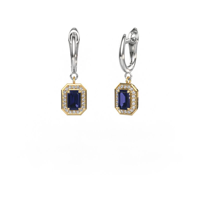Oorhangers Dodie 1 585 goud saffier 6x4 mm