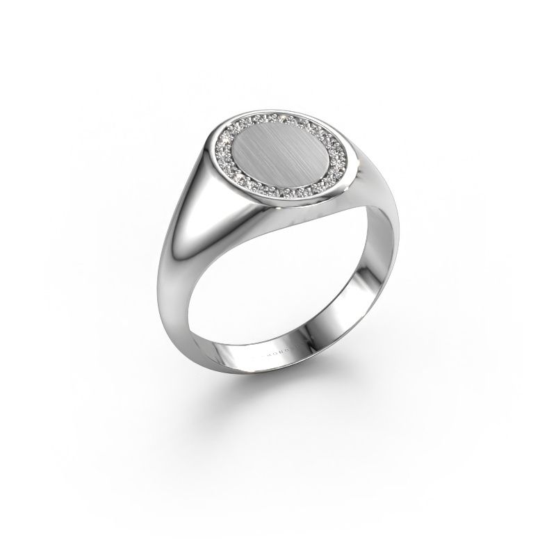 Men's ring Floris Oval 2 585 white gold diamond 0.18 crt
