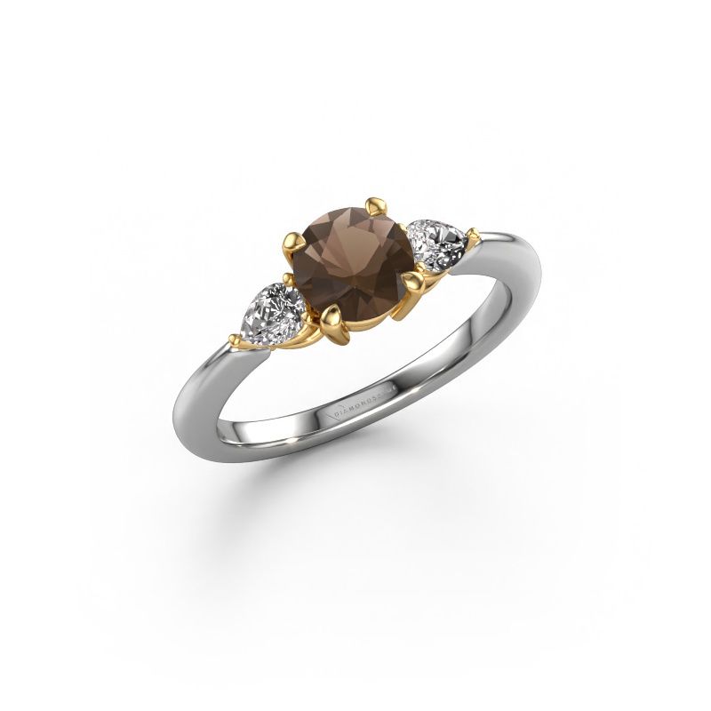 Verlobungsring Chanou RND 585 Weißgold Rauchquarz 6 mm