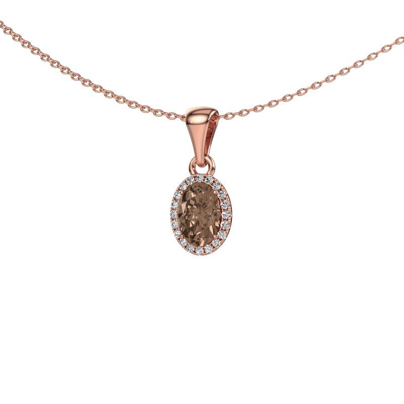Hanger Seline ovl 585 rosé goud bruine diamant 0.800 crt