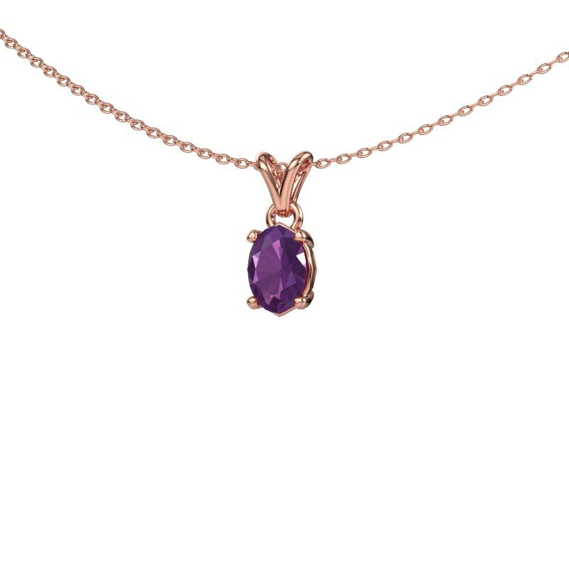 Image de Collier Lucy 1<br/>585 or rose<br/>Améthyste 7x5 mm