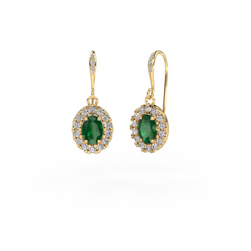 Pendants d'oreilles Jorinda 2 585 or jaune emeraude 7x5 mm