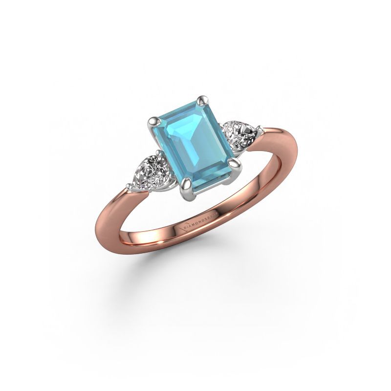 Verlobungsring Chanou EME 585 Roségold Blau Topas 7.5x5.5 mm