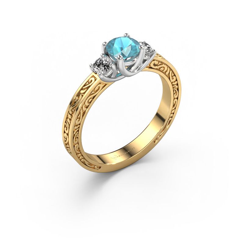Verlobungsring Betty 1 585 Gold Blau Topas 5 mm