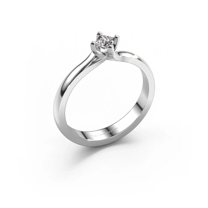 Bague de fiançailles Dewi Square 585 or blanc diamant 0.17 crt