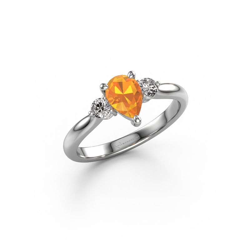 Bague de fiançailles Lieselot PER 585 or blanc citrine 7x5 mm