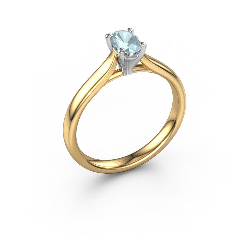 Forlovelsesring Mignon OVL 1 585 gull akvamarin 8x6 mm