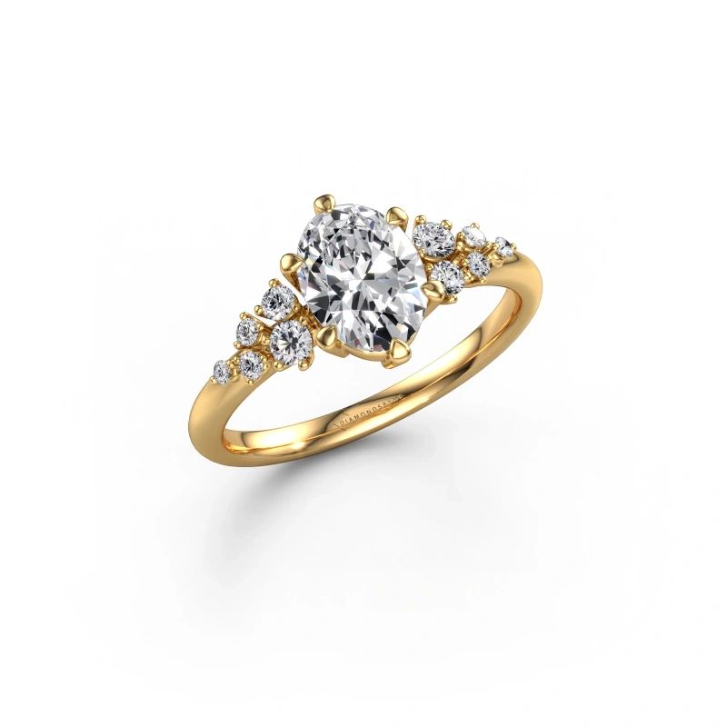 Bague de fiançailles Royce OVL 585 or jaune diamant custom 8x6 mm