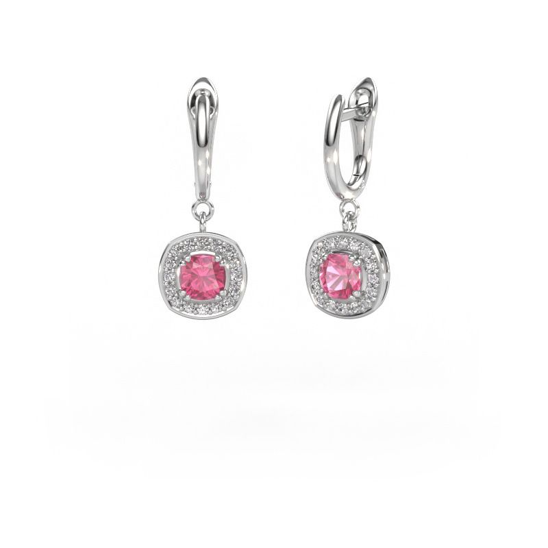 Pendants d'oreilles Marlotte 1 585 or blanc saphir rose 5 mm