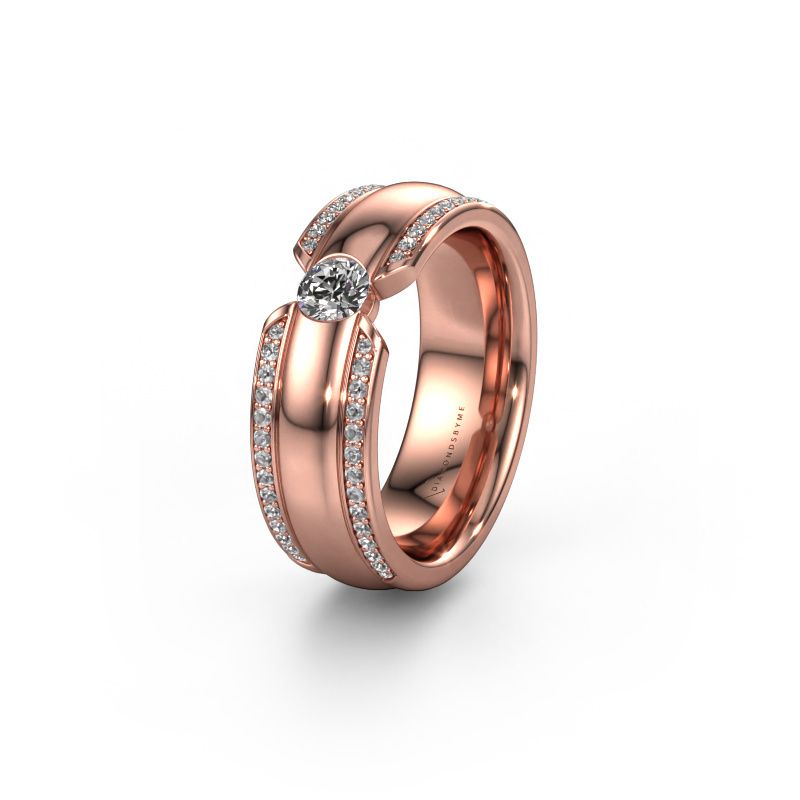 Trouwring WHR0575L 585 rosé goud zirkonia ±7x2 mm