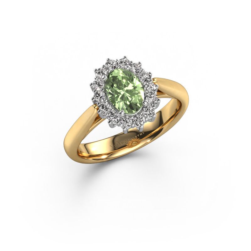 Engagement ring Margien 1 585 gold green lab grown diamond 7x5 mm