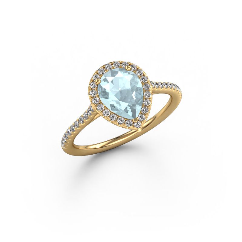 Engagement ring Seline per 2 585 gold aquamarine 8x6 mm