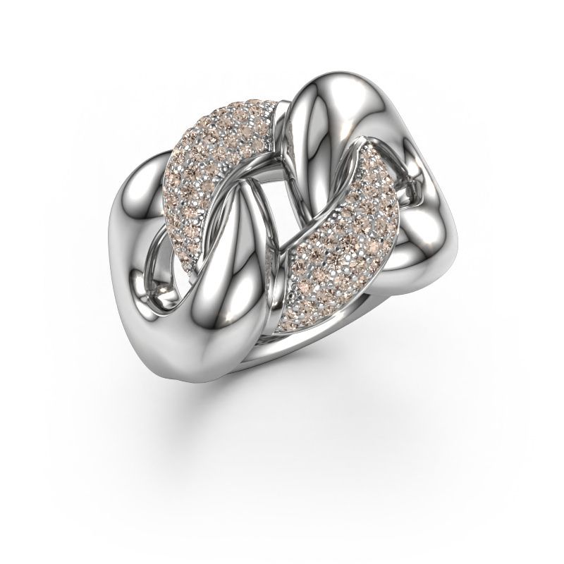Ring Kylie 2 15mm 950 platinum brown diamond 0.55 crt