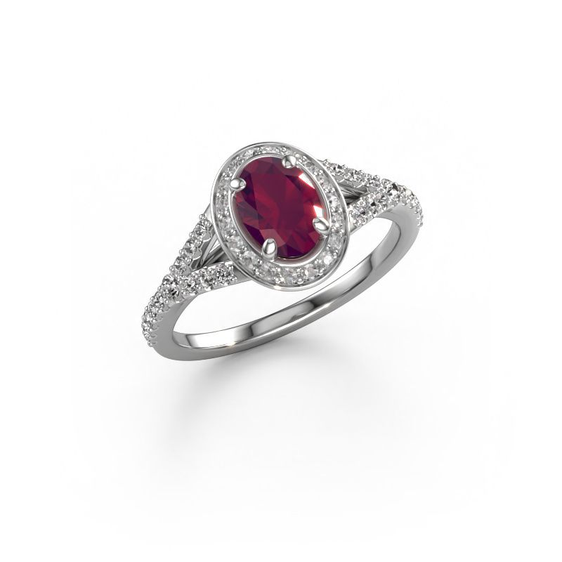 Belofte ring Pamela OVL 950 platina rhodoliet 7x5 mm