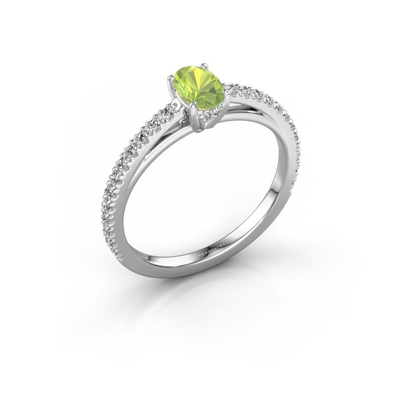 Bild von Verlobungsring haley ovl 2<br/>585 Weißgold<br/>Peridot 6x4 mm