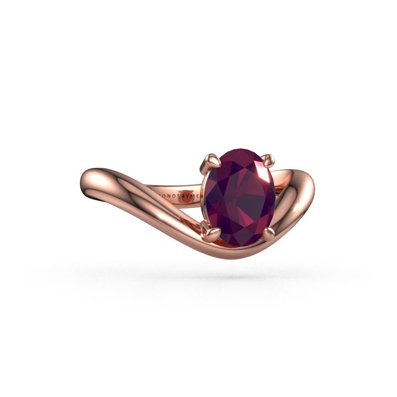 Verlobungsring Femke OVL 585 Roségold Rhodolit 8x6 mm